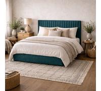 Wyld Haus Dublin 5Ft King Ottoman Bed In Teal Velvet With Ribbed Headboard