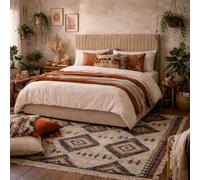 Wyld Haus Dublin Beige Velvet 6Ft Super King Ottoman Bed With Tall Ribbed Headboard
