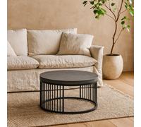 Wyld Haus Dublin Black Marble Effect Round Coffee Table With Black Steel Base