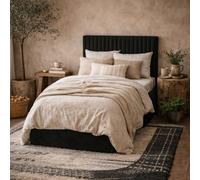 Wyld Haus Dublin Black Velvet Ottoman Single Bed 3ft with Tall Ribbed Headboard Wyld Haus Black Single