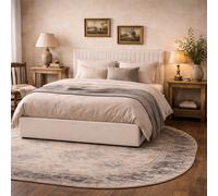 Wyld Haus Dublin Cream 5Ft King Ottoman Bed With Tall Ribbed Headboard And Under-Bed Storage