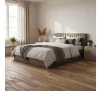 Wyld Haus Dublin Silver 5Ft King Velvet Ottoman Bed With Ribbed Headboard