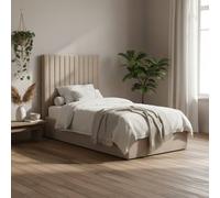 Wyld Haus Dublin Taupe 3ft Single Ottoman Bed with Tall Ribbed Headboard in Beige Wyld Haus Beige Single