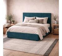 Wyld Haus Dublin Teal Velvet 4ft6 Double Ottoman Bed with Ribbed Headboard Wyld Haus Teal Double