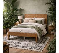 Wyld Haus Dungarvan Chevron 4ft6 Double Bed Natural Wood with Headboard Wyld Haus Natural Double