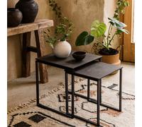 Wyld Haus Durban Square Black Ceramic Nesting Coffee Table Set