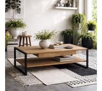 Wyld Haus Egtved Coffee Table - Black & Natural Oak Effect, 1 Drawer, 1100X400X600mm
