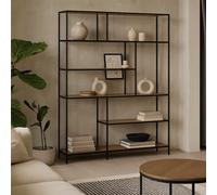 Wyld Haus El Paso Asymmetrical Black Bookcase With 5 Wild Oak Effect Shelves