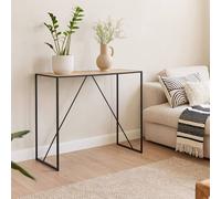 Wyld Haus El Paso Bar Table Wild Oak Veneer Top Matte Black Steel Sledge Base in Natural Wyld Haus Natural