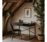 Wyld Haus El Paso Black 1-Drawer Wooden Office Desk With Matte Laminate Top And Powder-Coated Sledge Base