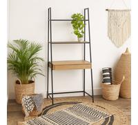 Wyld Haus El Paso Black Metal Bookcase Desk With Wild Oak Effect Shelves, 1 Drawer And 2 Shelves