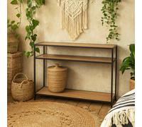Wyld Haus El Paso Black Metal Console Table With Wild Oak Veneer, 2 Shelves