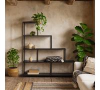 Wyld Haus El Paso Black Metal Frame Bookcase, 4-Shelf Step Design