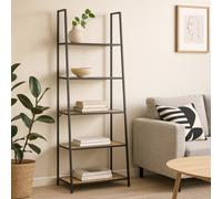 Wyld Haus El Paso Black Metal Ladder Bookcase With 5 Oak-Effect Shelves
