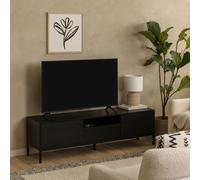 Wyld Haus El Paso Black Wooden Tv Unit 2 Doors 1 Drawer Metal Base