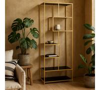 Wyld Haus El Paso Gold Asymmetrical Bookcase With 5 Ash-Black Shelves
