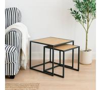 Wyld Haus El Paso Nesting Tables (Set Of 2) - Black Metal Frame And Wild Oak Tops