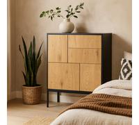 Wyld Haus El Paso Sideboard, Black Metal Frame & Wild Oak Veneer, 3 Doors 2 Drawers