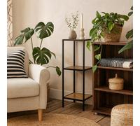 Wyld Haus El Paso Small Narrow Bookcase Matte Black Frame With Wild Oak Veneer Shelves