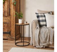 Wyld Haus El Paso Small Round Side Table With Wild Oak Effect Top And Black Metal Base