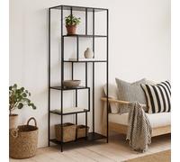 Wyld Haus El Paso Tall Black Metal Bookcase With 5 Ash Shelves