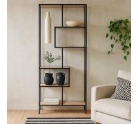 Wyld Haus El Paso Tall Black Metal Bookcase With Wild Oak Shelves