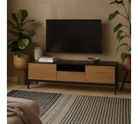 Wyld Haus El Paso Tv Unit, Black Frame With Wild Oak Veneer, 2 Doors 1 Drawer
