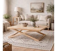 Wyld Haus Enniscorthy Large Blonde Oak-Veneer Coffee Table With X Frame