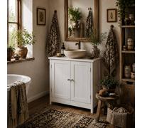 Wyld Haus Fabka White Under Sink Vanity Cupboard Double Doors Adjustable Shelf Wyld Haus White
