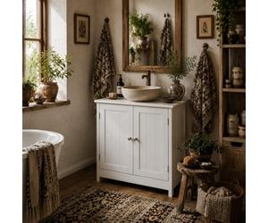 Wyld Haus Faka White Under-Sink Vanity Cupboard, Double Doors, 600 X 600 X 300 mm