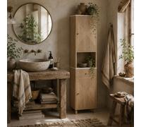 Wyld Haus Fasu Slim Tall Bathroom Cabinet, Oak-Effect Wood Finish, Soft-Close Drawer, 41.5 X 30 X 168 Cm