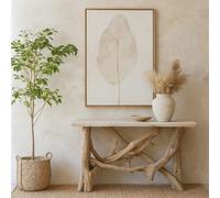 Wyld Haus Filoti Hand-Painted Minimalist Leaf Canvas In Slim Wooden Frame By