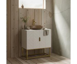 Wyld Haus Fimiro Under-Sink Bathroom Cabinet With U-Cutout Double Doors And Gold Tone Legs, 60 X 30 X 65Cm