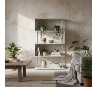 Wyld Haus Fini Wood White 5-Tier S-Shaped Freestanding Bookcase 80 X 30 X 145 Cm