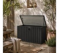 Wyld Haus Firane Rafi 400L Galvanised Steel Outdoor Storage Box - Dark Grey, Lockable, Gas-Lift Lid