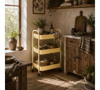 Wyld Haus Firi 3 Tier Yellow Steel Storage Trolley with Wheels Wyld Haus Yellow