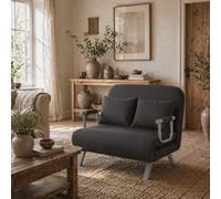 Wyld Haus Fiyo 2-Seater Click-Clack Sofa Bed, Charcoal Grey Faux Suede, Single Bed Conversion