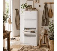 Wyld Haus Fiyofa 4 Drawer White Slim Shoe Cabinet L60 x D23.5 x H151cm Wyld Haus White