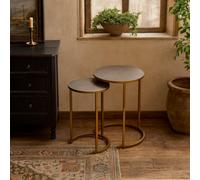 Wyld Haus Florence Nesting Tables - Bronze Shagreen Tops And Brushed Gold Hairpin Legs