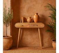 Wyld Haus Florence Oval 2-Drawer Natural Mango Wood Console Table