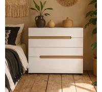 Wyld Haus Foxwhisk 4-Drawer Chest In White With Truffle Oak Accents