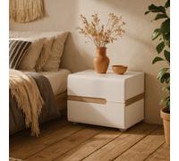 Wyld Haus Foxwhisk White And Truffle Oak Wood 2 Drawer Bedside Table