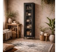 Wyld Haus Frank Black Steel Cabinet with Glass Door 4 Shelves Wyld Haus Black