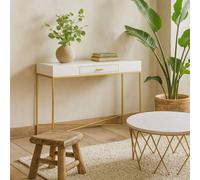 Wyld Haus Genoa White Gloss & Gold Console Table with Drawer Wyld Haus White