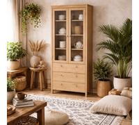 Wyld Haus Gossmere Hickory Oak Effect China Cabinet 2 Doors 3 Drawers