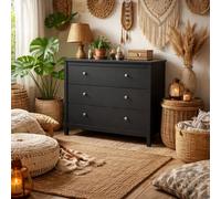 Wyld Haus Gossmere Matt Black 3-Drawer Chest Of Drawers