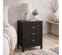 Wyld Haus Gossmere Matt Black Bedside Table, 3 Drawers, 440 X 384 X 701 mm