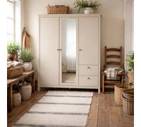 Wyld Haus Gossmere Natural Cashmere 3-Door Wardrobe With Mirror And 2 Drawers