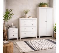 Wyld Haus Gossmere White Bedroom Set - Bedside Table, 5-Drawer Chest And 2-Door Wardrobe