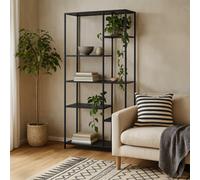 Wyld Haus Graz Matt Black Asymmetrical Metal Bookcase With 6 Shelves